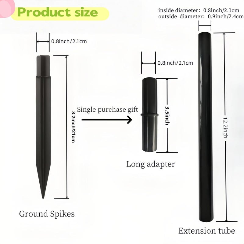 RyanDesign 8.25" Reinforced ABS Plastic Solar Ground Spikes - Durable Solar Light Replacement Stakes for Garden, Pathway, Deck, Camping, Christmas Lights (Fits 0.83" Inside Diameter) (Black-1 Pack) - Image 4